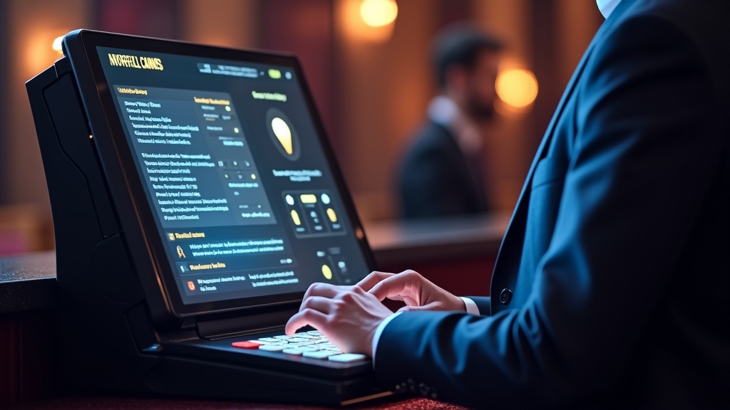 Player completing a step-by-step payout request at a casino cashier terminal